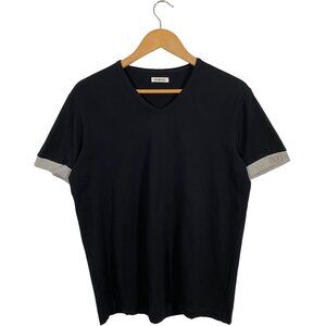 Dirk Bikkembergs Sleeve Logo 100% Cotton V-Neck T-shirt black men's size S